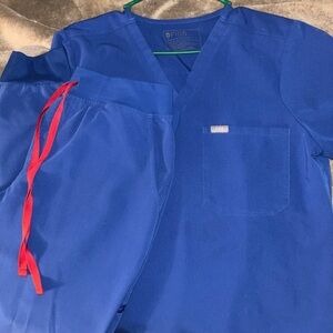 Figs Royal Blue Scrub Set Large